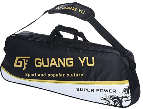 PATIKIL 3 Schläger Tennistasche Badminton Schläger Rucksack wasserdichte Seetasche Sportausrüstung Tragetasche Große Kapazität mit Verstellbare Schultergurt Schwarz