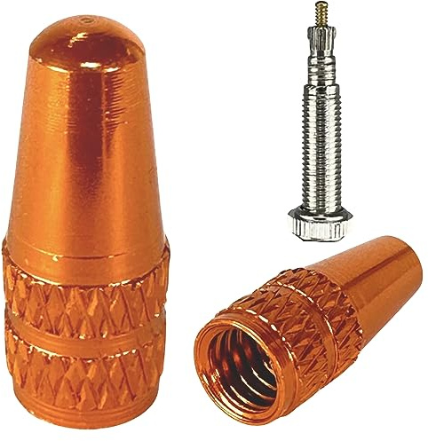 Fantic26 Cykel aluminium ventillock ventilkåpor SV Presta/fransk ventil för I MTB I Ebike I vägcykel I Gravel 1 par (2 stycken) (orange)