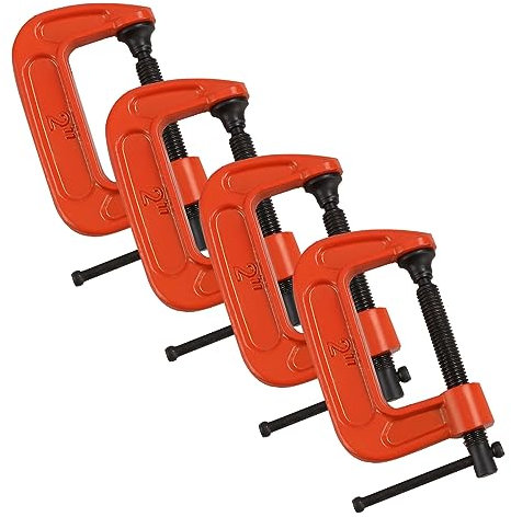 ASelected 4PCS Mini G Clamp 2 Inch (51 MM) Capacity -G-Clamps- Industrial Strength C Clamp Set for DIY Enthusiasts and Professionals(Orange)