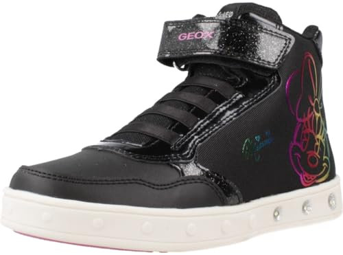 Geox J Skylin Girl E Sneaker, Black, 25 EU