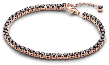 Pandora Timeless 14k Rose gold-plated bracelet with black crystal, 16