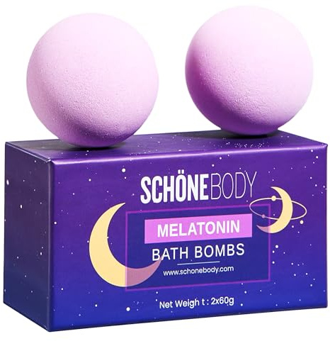 Sleep Well Melatonin Bubble Bath Bombs - Set of 2 - Bath Bomb Infused Lavender & Chamomile - Essential Luxurious Bath Additives for Dry Skin Nourishment - Elevate Your Bathing Ritual, Relaxation Set