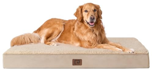 EHEYCIGA Orthopädisches Hundebett Grosse Hunde XL 112x81x9cm, Hundekissen Waschbar Flauschig, Hundematte Hundematratze für Kiste, Khaki