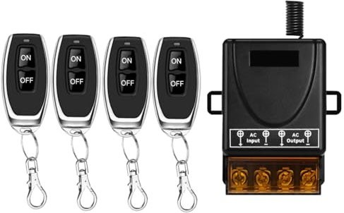 Cerhot AC 220V/230V/240V 100m 30A haute performance Interrupteur de lumière extérieure Interrupteur à télécommande sans fil pour pompe à eau Éclairage (100m 4V1 AC 100V-240V)