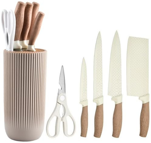 Couteau Cuisine,6 Pièces Set Couteau Cuisine en Acier Inoxydable,antiadhésif et antidérapant,avec Bloc Couteaux Cuisine Verticale,pour la maison et le restaurant