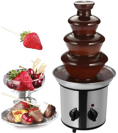 Fuente de chocolate de 4 niveles con función de fusión, derrite queso, dulces y licores, 1,8 l, para fiestas, cumpleaños, bodas