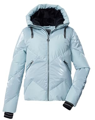 killtec Donna Giacca trapuntata/giacca da sci/giacca funzionale in piuma d'oca con cappuccio e paraneve con chiusura a zip KSW 113 WMN SKI QLTD JCKT, hell eisblau, 40, 43618-000