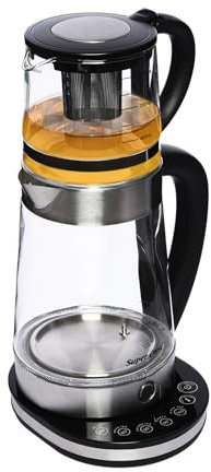 Hervidor de agua de cristal, 2,5 L + 1 L, hervidor eléctrico con tetera, 1500 W, hervidor de agua caliente con pantalla LCD, tetera portátil Water Kettle