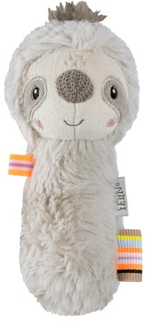 Fehn Stabgreifling Faultier – Greifling zum Rasseln in Form eines kuschelweichen Faultiers – ein treuer Begleiter für Babys und Kleinkinder ab 0+ Monaten