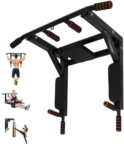 JINPALAY Barra de Dominadas de Pared Reversible – Soporta 250 kg, Estación Plegable con Múltiples Agarre, para Gimnasio en Casa Hombres y Mujeres
