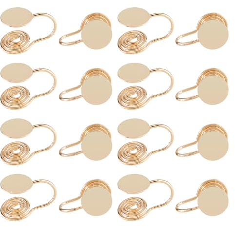 Hobbspring 16Pcs Pressure Earrings for Keloids Golden Brass Clip Earrings Spiral Non-Pierced Earring Compression Earring Adjustable Keloid Ear rings for Women Men Ladies