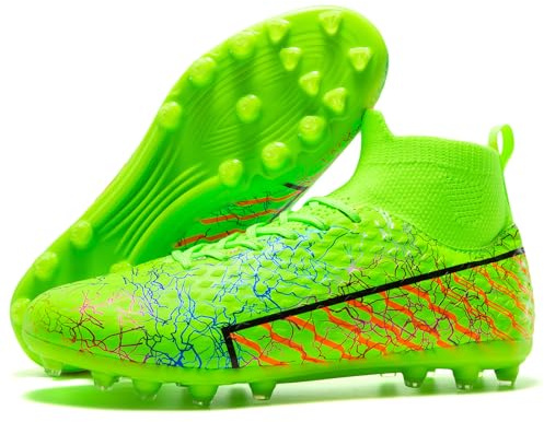 Kids Soccer Cleats Boys Girls, Easy On High-Top Shoes with Secure Ankle Fit