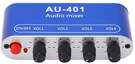 Cryfokt Kompaktes 4-Wege-Audio-Mischpult, Stereo-Mischpult – Standard-Buchse, kein Netzteil Erforderlich, Gehäuse aus Aluminiumlegierung