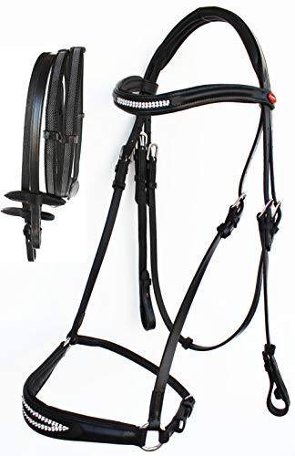 English Horse Cob All Purpose Jumping Hunter Padded Leather Black Bridle Reins 803482BKC