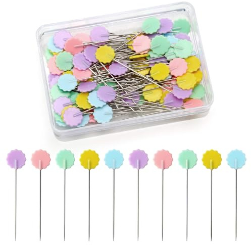 Spilli Patchwork,100 Pcs Spilli Dritti con Testa Colorata,Accessori da Spilli Cucito per Sarta Artigianato Cucito Fai Da Te