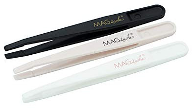 MAGLashes® I Edle Kunststoffpinzette Pinzette aus Plastik zum Anbringen künstlicher magnetischer Wimpern - 3 Stück Set, 12 cm lang
