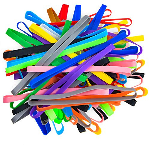 Coopay 60 Pieces Silicone Rubber Bands Colorful Elastic Wrapping Bands for Books, Art, Exercise, Crab Traps, Cooking, Wrapping, Heat, Cold, UV, Chemical Resistant (5.5 inch)
