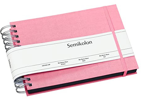 Semikolon 364015 Spiral Album Mini Mucho - 25x16 cm - Fotoalbum, 90 Seiten schwarz, Fotobuch, flamingo pink