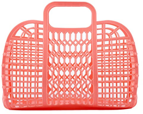BABANA Kleine Plastikgelee-Taschen - Wiederverwendbarer Geschenkkorb | Strandtasche, Braut-, Osterkorb (Pfirsich)
