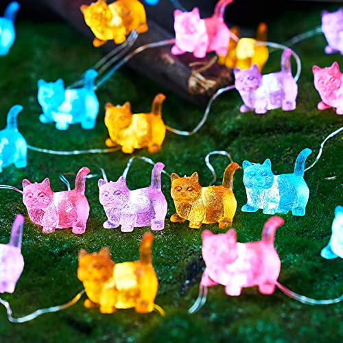 AONELAS JASHIKA Cat Décor Cute Indoor String Lights Fairy Lights Plug in Decorative Lights 10ft 30LED Battery Operated or USB for Bedroom Kids Tent Camping Christmas Tree Ornaments