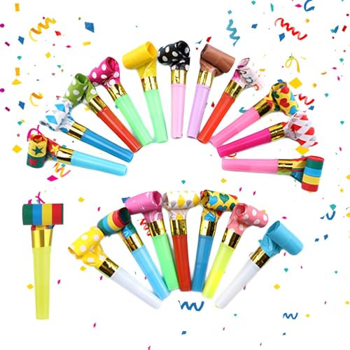 DDHHCP 20 Stück Tröte, Bunte Party Hörner, Partypfeifen Blowouts Krachmacher Musikalische Blowouts für Hochzeit Geburtstag Kinder Party Graduierung Weihnachten, Farbe zufällig