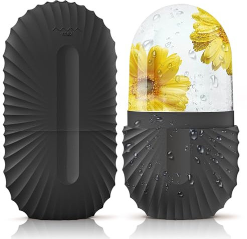 Aulese Face Ice Roller, Silikon Ice Roller Gesicht, Wiederverwendbar Muschelmuster Eisroller Gesicht Auge Massagegerät, Facial Ice Face Roller für Pore Verkleinern, Erhellen Haut (Schwarz)