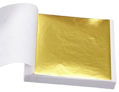 Sukevitor 100Pcs Gold Leaf Sheets, Gold Foil Paper for Art, Crafting, Paintings, Home Furniture Decoration, Nail & DIY Arts