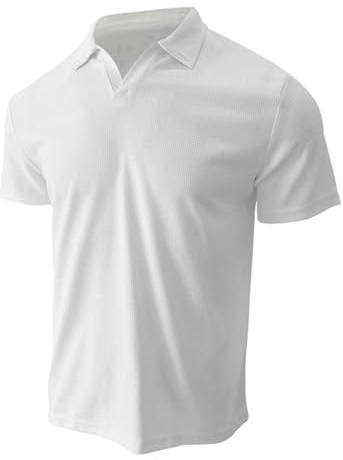 RUMAOZIA Polo da uomo a maniche corte, polo a nido d'ape, tinta unita, basic da uomo con colletto, polo da uomo, slim fit, polo senza bottoni, maglietta funzionale polo elegante estiva