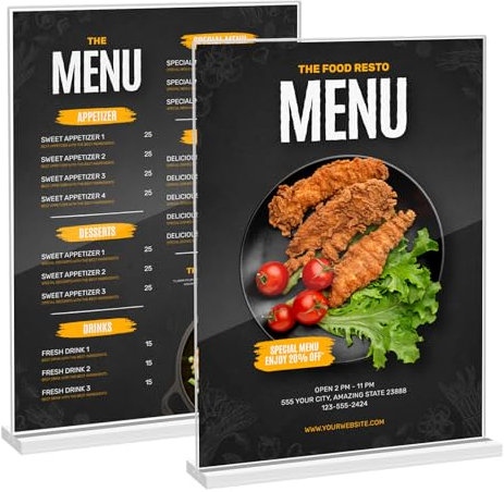 Petutu Tischaufsteller A4 - 2 Stück Aufsteller Preisschilder Acryl Tischständer für Prospekte Menükarte Werbung Fotorahmen (21 x 29,7cm)