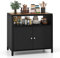 GIANTEX Gartenschrank, Rattan-Buffetschrank Outdoor, Aufbewahrungsschrank mit Arbeitsplatte & Regal, Beistellschrank für Garten, Balkon & Pool, 90 x 53 x 86 cm (Schwarz)