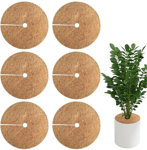Afenau 6 Pièces Tapis de Coco Plantes, Ø35cm Disque de Protection Plante, Disque de Paillage, Tapis Fibre de Coco pour Plante pour la Protection Hivernale (Epaisseur 0,5-0,8 cm)