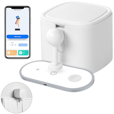 AXFEE Smart Bouton, Interrupteur Intelligent Bluetooth - Petit Robot d'Interrupteur avec APP Contrôle et Minuteur, pas de câble nécessaire, Compatible avec Alexa a Google Assistant(Blanc)