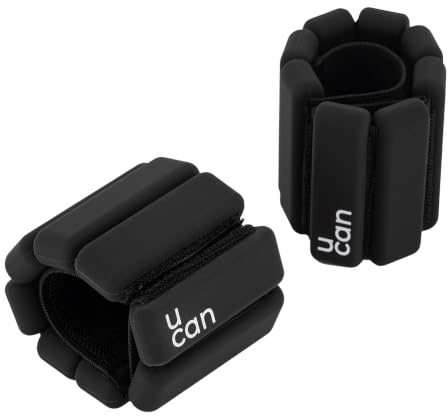 U-Band Par de pesas para tobillos y/o muñecas de silicona de 0,5 KG, 1 KG, 2,5 KG para ejercicio en casa. Minimalistas, cómodas y guapas. Colores negro, rosa, azul y gris. (NEGRA, 1,5 KG)