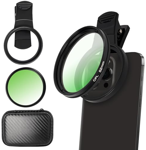 Monemey Clip-on Filtro Polarizador Circular para Teléfono, Teléfono Móvil Lente de Densidad Neutra con Clip Compatible con iPhone 16 15 Pro MAX 14 13 12 11