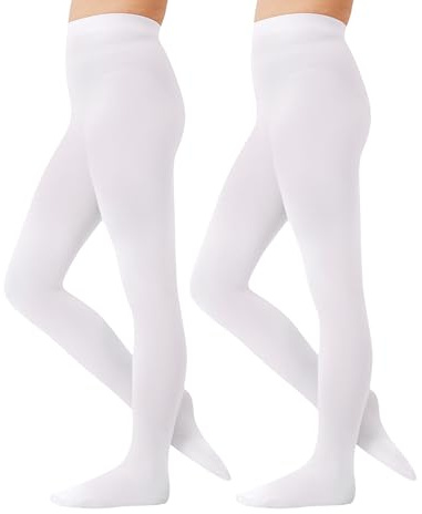 CozyWow 80 Denier flickor tights med helfot, skolbalettdans tights för barn från 4T till 12T, mjuka och ogenomskinliga