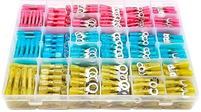 ZQZ 610PCS Heat Shrink Wire Connectors Kit, Marine Electrical Connectors, Waterproof Crimp Terminals Connector with Rings Male Female Forks Butt Wiring Ends, Insulated Wire Terminal Assortment Kit