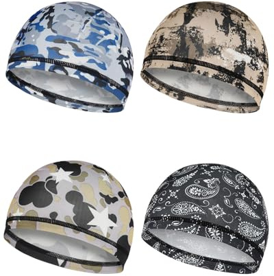 TAVYTH 4Pcs Bandana para Hombre y Mujer,Respirable Ciclismo Skull Cap Verano,Pañuelo para la Cabeza,Para Motero,Gorra para Bicicleta,Parte Inferior elástica,Transpirable,Absorbe el Sudor