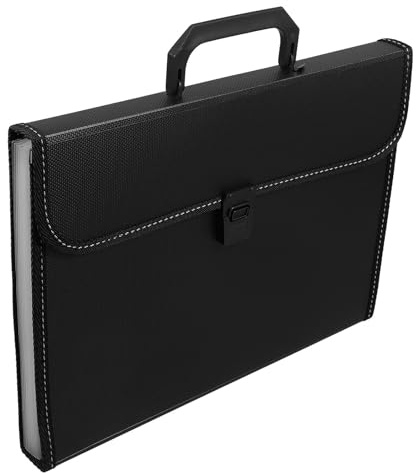 YARNOW Classeur de Documents Accordéon, Organiseur de Fichiers, 12 Couches, Multi-poches, Plastique Noir, Poignée, pour Partitions et Supports D'étude, Bureau et Maison Plusieurs styles