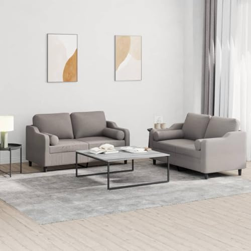 Basinlix 2-TLG. Soffset med kudde brungrått tyg, stoppade möbler, vardagsrum, bekväm hörnsoffa, med förvaringsutrymme, perfekt för avkoppling, läsning, TV, sittplats, hållbar design