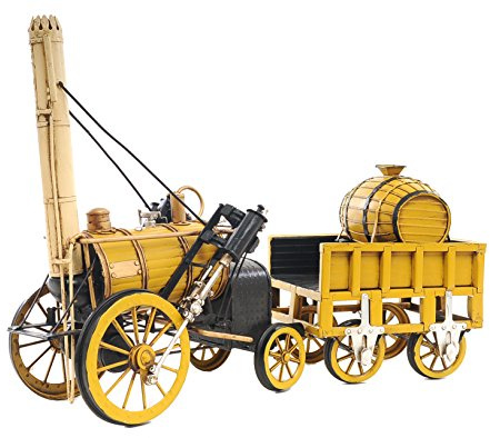 Old Modern Handicrafts 1829 Stephenson Rocket Steam Engine Model - 100% Handcrafted from Premium Metals - 18L x 5W x 12.5H Inches
