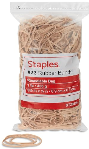 Staples Rubber Bands, Size #33, Beige, 700 Pack – Durable Bands with Resealable Bag for Office & Mailroom Use