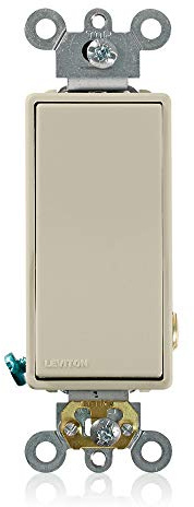 Leviton 20 Amp, 120/277 Volt Decora Plus Rocker Single-Pole AC Quiet Switch, 5621-2I, Ivory