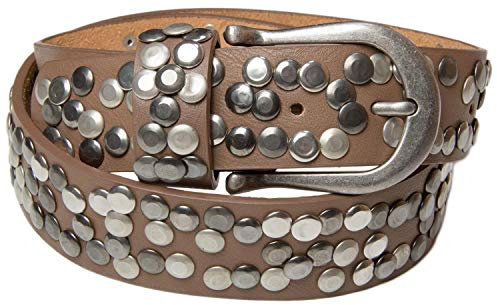 styleBREAKER Ceinture à clous pour femmes avec différentes clous, ceinture en simili cuir unie, ceinture pour femmes ajustable 03010008, couleur:Boue, taille:100cm