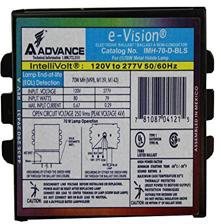Advance Ballast IMH70DBLSM 70 Watt Metal Halide, MH Ballast, Electronic E-Vision