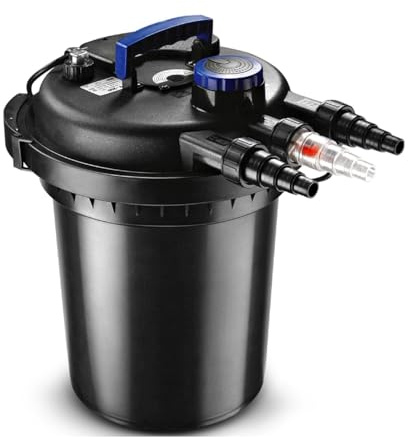 Flexzion Bio Pressure Pond Filter with UV-C Light Clarifier - 1400-2600 Gallons (10000L) GPH Filtration System - Suitable for Koi Ponds, Ornamental Pools, Landscape Water & Fish Aquariums