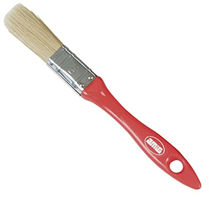 Amig - Pennello Doppio in Setola Pura e Sintetica | 20 mm | Perfetto per Molteplici Usi | Con Ghiera Nichelata e Manico Ergonomico in Polipropilene Rosso