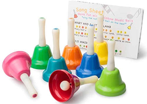 Tobar - Set de Cloches à Main pour Enfant - 8 cm - Arc-en-Ciel