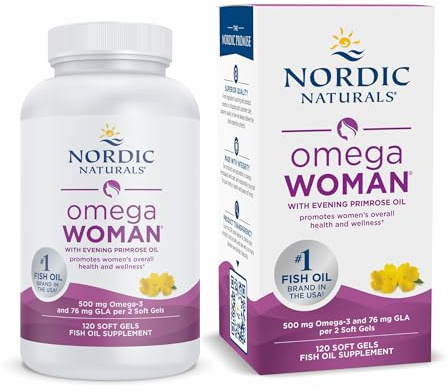 Nordic Naturals Omega Woman, Lemon - 120 Soft Gels - 500 mg Omega-3 + 800 mg Evening Primrose Oil - Healthy Skin & Optimal Wellness - Non-GMO - 60 Servings
