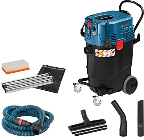 Bosch Professional GAS 55 M AFC - Aspirador seco/húmedo (254 mbar, depósito 55 l, clase polvo M, manguera antiestática 5m)