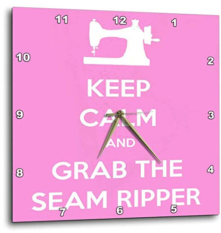 3D Rose 3dRose Keep Calm and Grab The Seam Ripper, Pink and White-Wall Clock, 10-inch (DPP_172002_1)